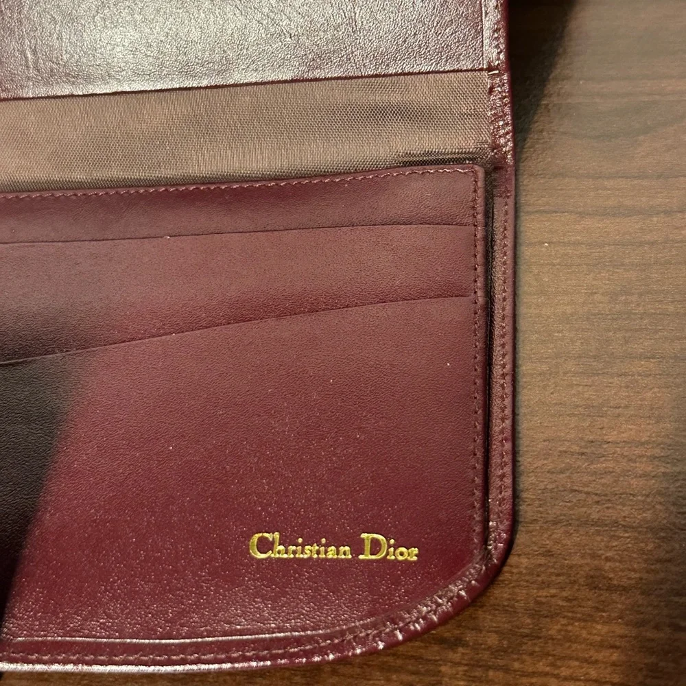 Vintage Dior Burgundy Leather Wallet EUC